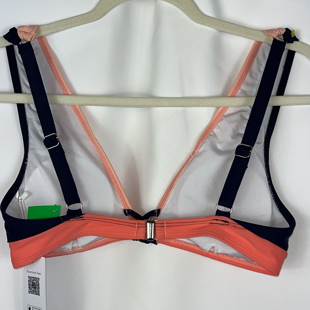 NWT Cupshe bikini top color block navy/coral/salmon colors Sz S - Picture 7 of 10